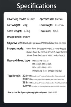 ZWO FF65 APO Refractor OTA