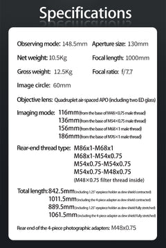 ZWO FF130 APO Refractor OTA